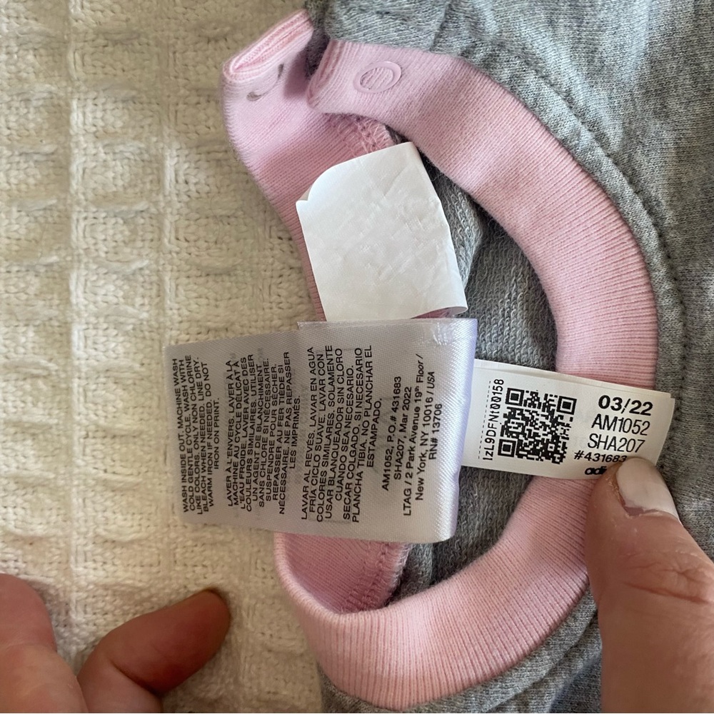 adidas kids grey pink and blue jumpsuit onesie 3M - Picture 3 of 7